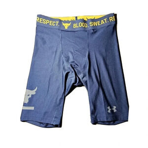 Under Armour Project Rock Heat Gear Compression Shorts Navy Size Medium  New